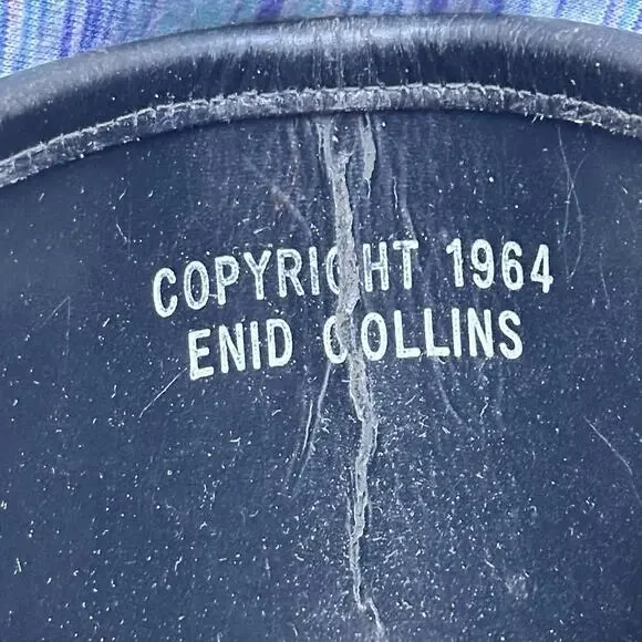 VTG 1964 Enid Collins Purse Pavan Pheasant Peacock Blue Jewels Wooden Bucket